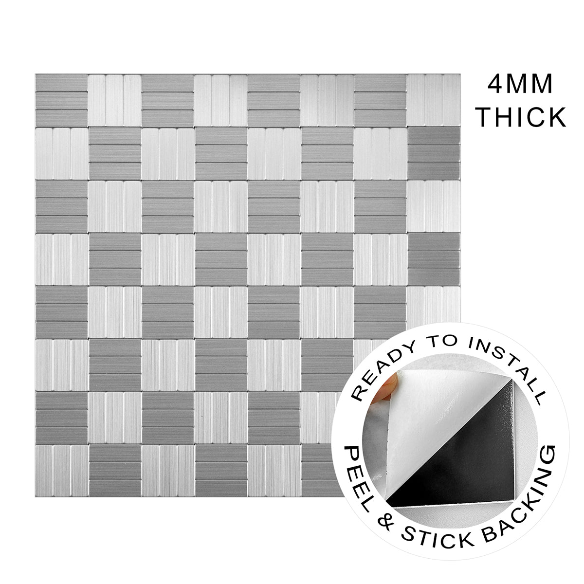 Pack of 4 Linear Glow Peel & Stick Aluminum Tile Size:300 x 300 x 4 mm