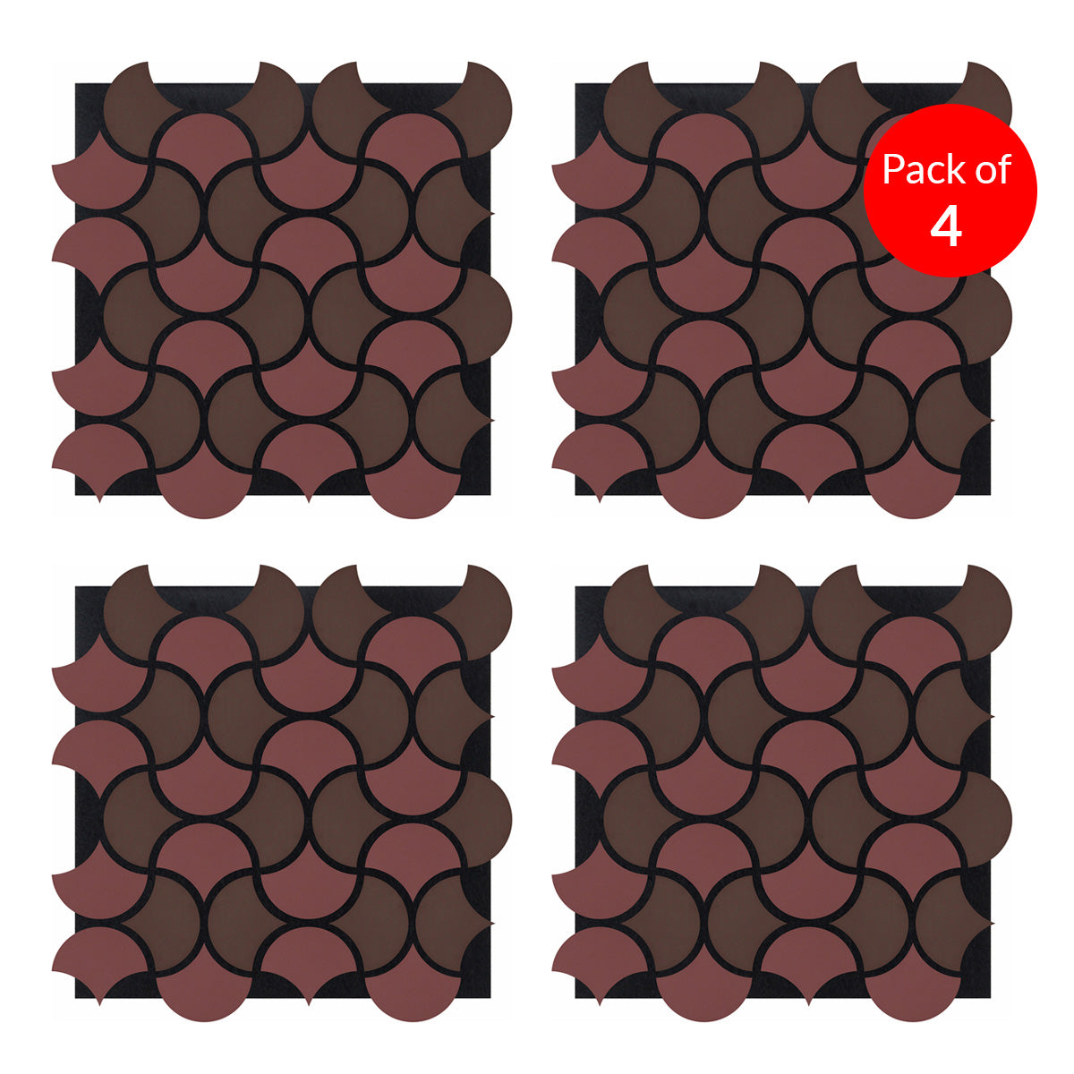 Wave Arc Design Acoustic Wall Panel - Soundproof PET + MDF | 600 x 600mm - Pack of 4