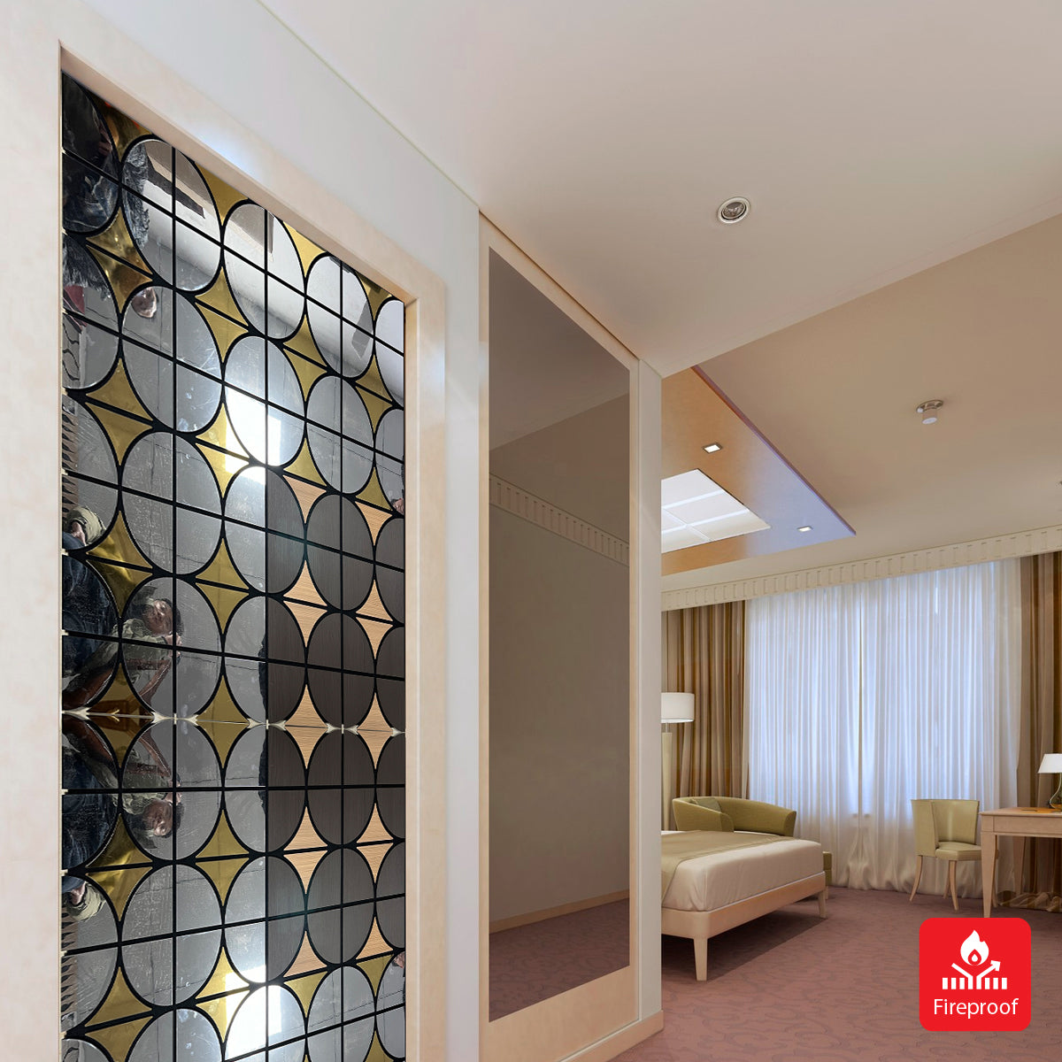 Decorative Acoustic Wall Panel – Modern Grid Glass Design | PET + MDF | 610 x 610 x 17 mm-Pack of 4