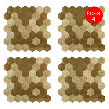 Pack of 4, Large Luxe Gold HexaStyle Aluminum Peel & Stick Tile Size: 290 x 288 x 4 mm