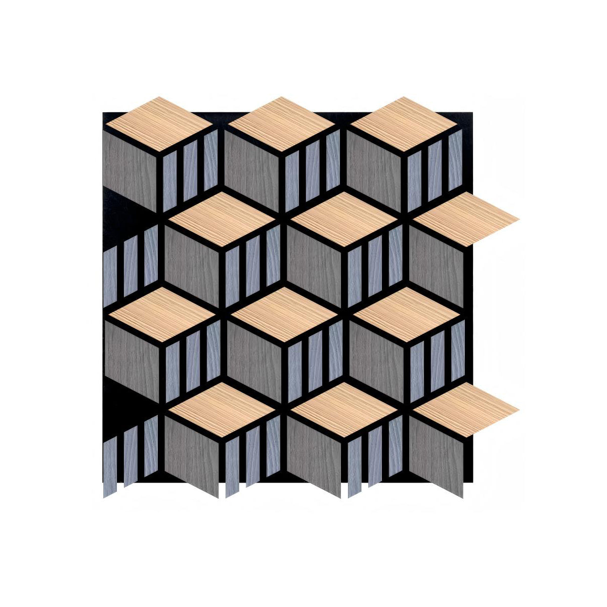 HexaCube Acoustic Wall Panel - PET + MDF | 685 x 740 x 17 mm | Soundproofing with Modern 3D Design - Pack of 4