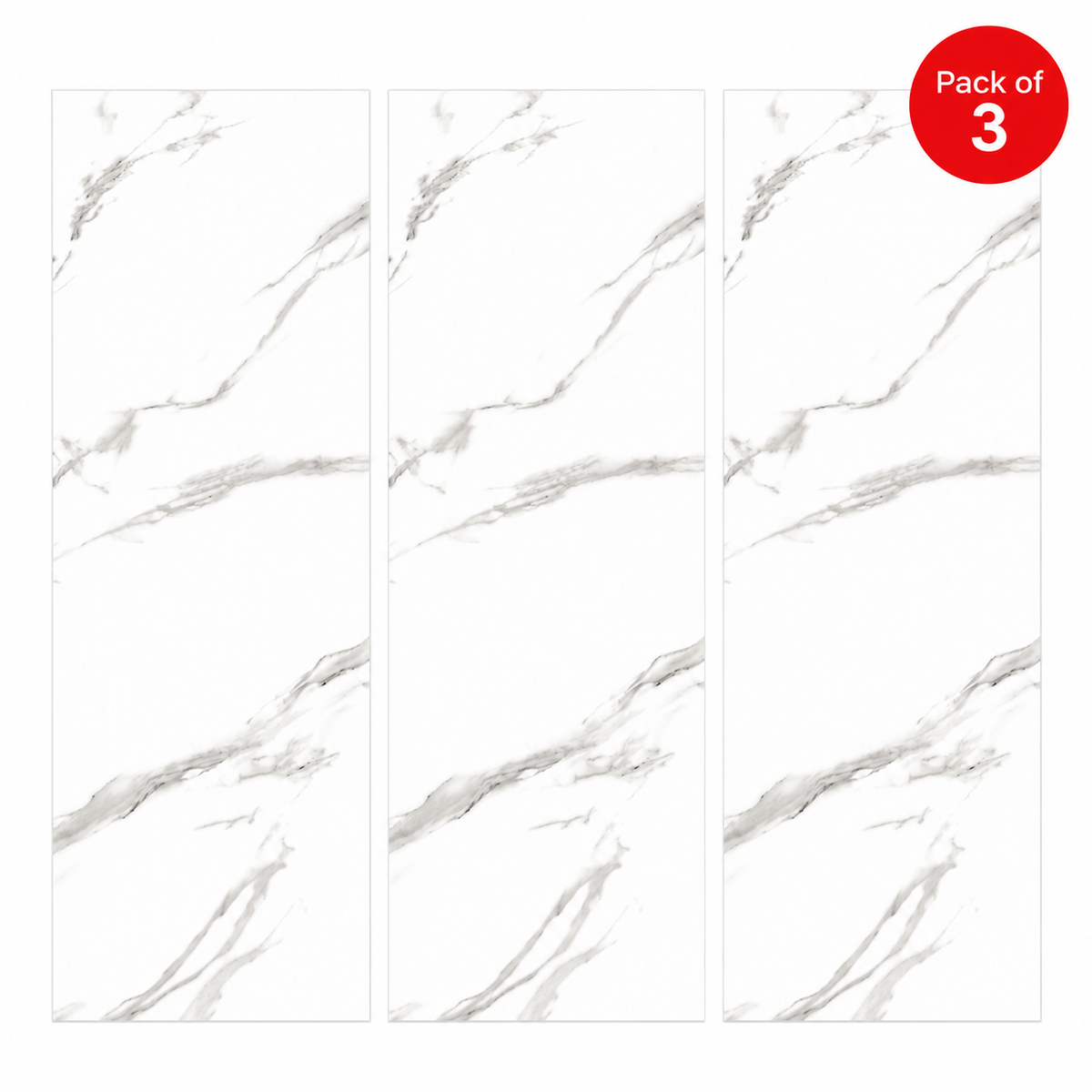 Britwall SPC wall panels in Calacatta Silk Vein high gloss finish with grey marble veining, 2400x600x4 mm, pack of 3
