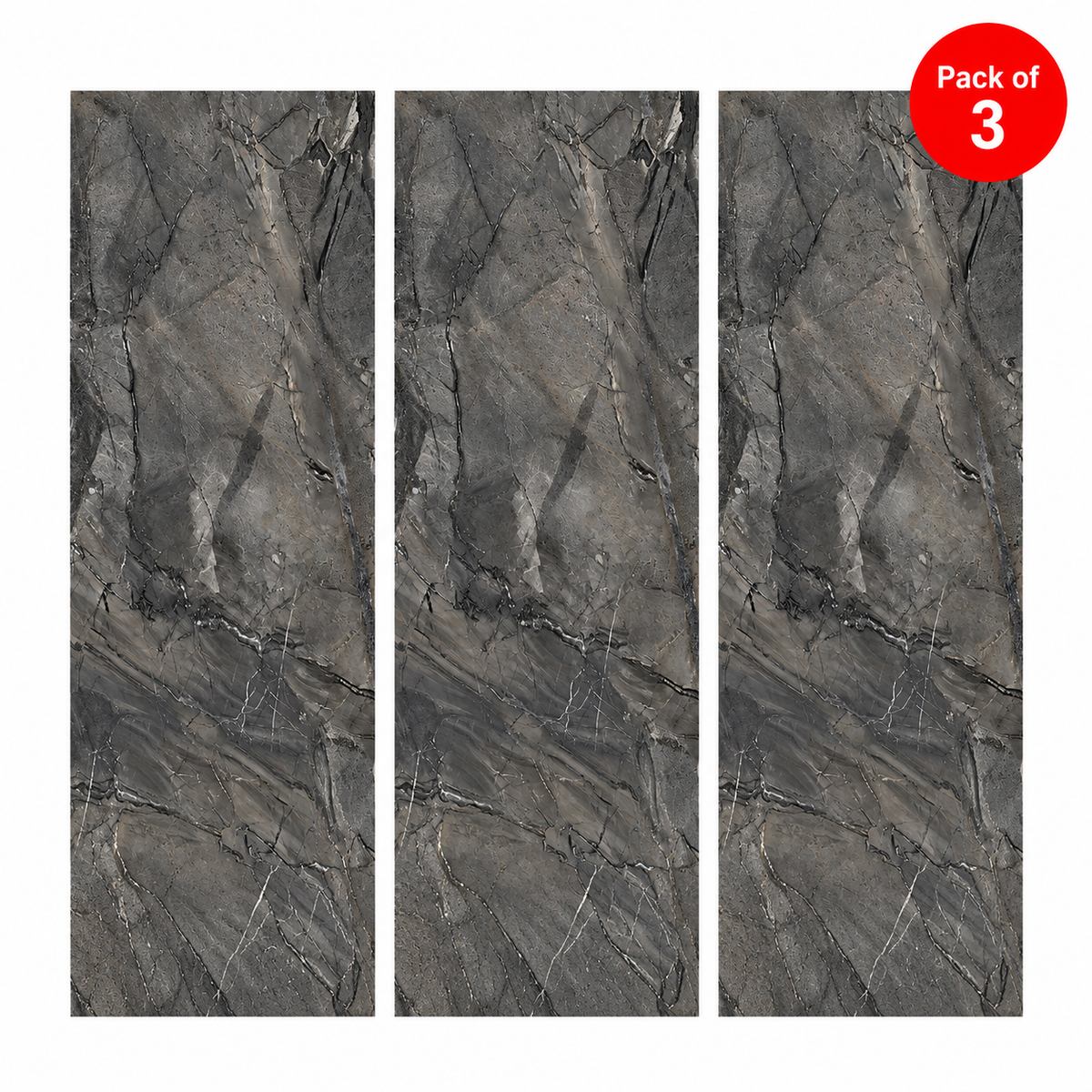 Britwall SPC wall panels in Obsidian Marble Luxe high gloss finish, 2400x600x4mm, pack of 3