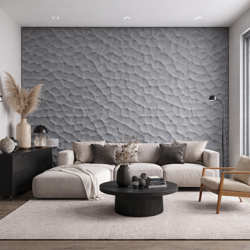 Hard PU Wall Panel –Organic Pebble Texture – Space Black Size: 1200 x 600 x 25 mm Pack of 2