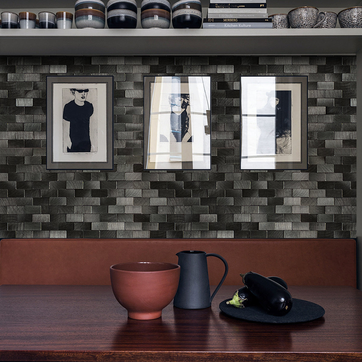 Pack of 4 Urban Alloy Pattern Peel & Stick Aluminum Tile Size:300 x 300 x 4 mm