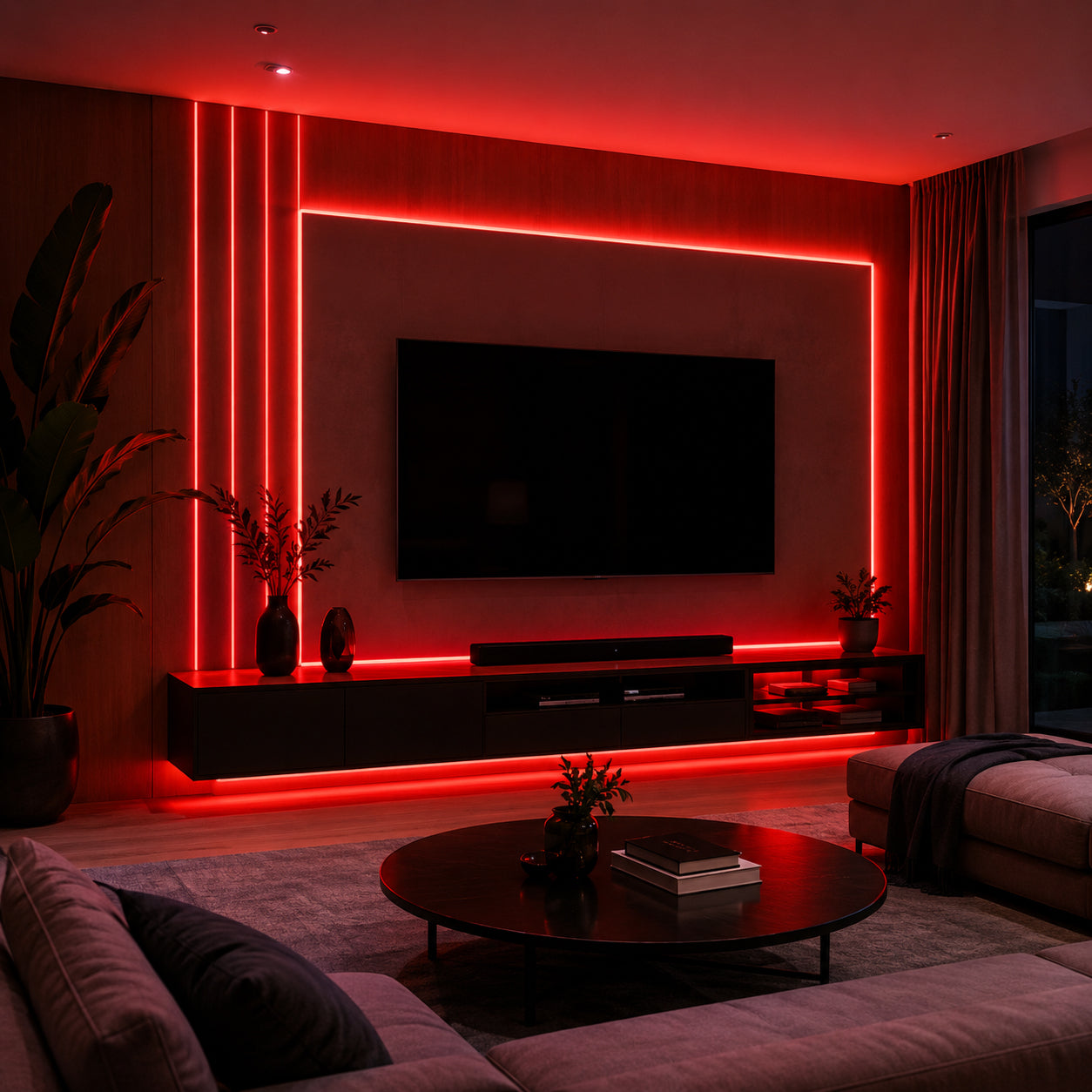 50M FCOB Neon Rope Light Kit, 10W/M, 800Lm/M, Red with 1 power cord, 25 Holders and 10 end caps
