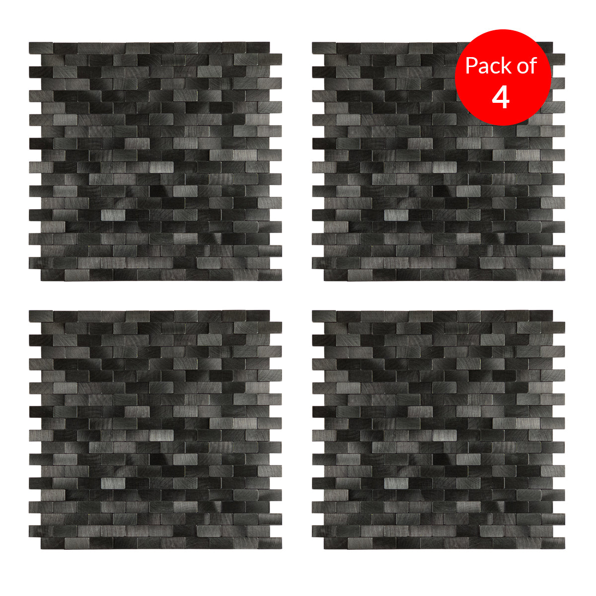 Pack of 4 Urban Alloy Pattern Peel & Stick Aluminum Tile Size:300 x 300 x 4 mm