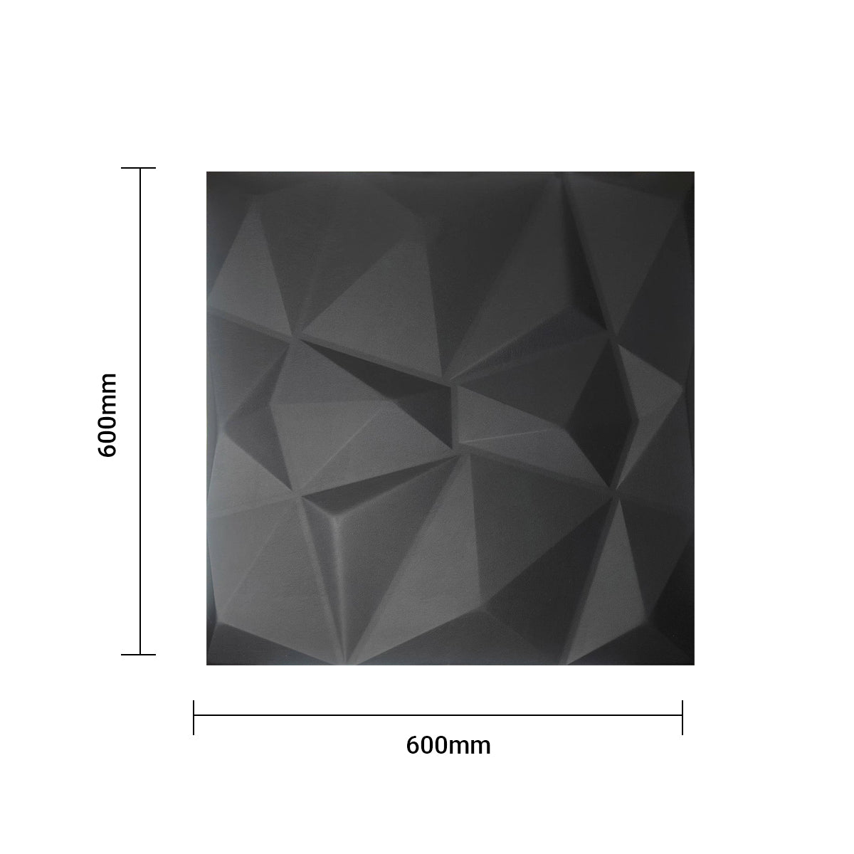 Pack of 4, Elegant 3D Diamond-Embossed Black PU Leather Wall Panels – 600 x 600 mm | 25mm Thickness | Luxurious & Soundproof