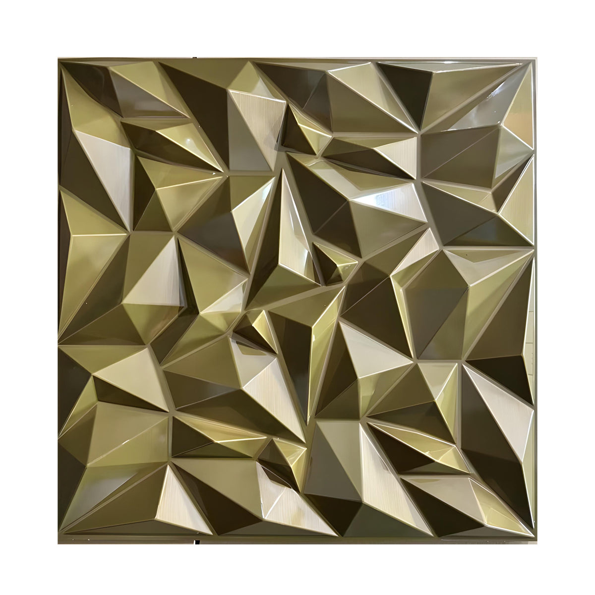 Pack of 4, 3D PVC Wall Panel – Faceted Diamond Design | Gold | 500 x 500 mm | Waterproof & Lightweight