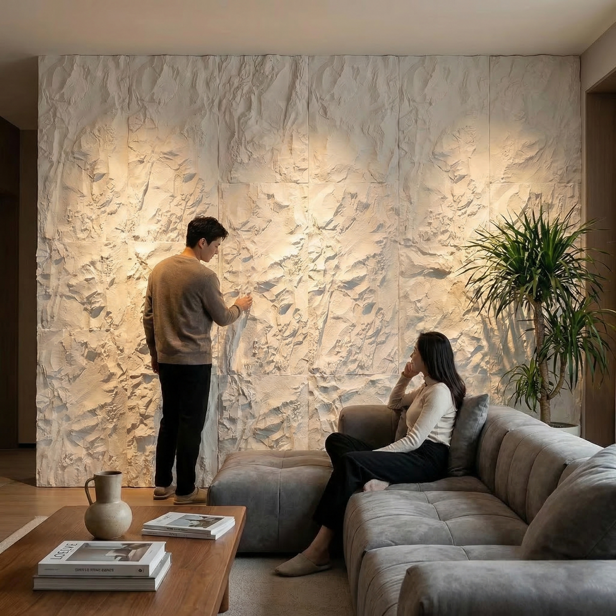 Charcoal Stacked Stone PU Wall Panel – 1200 x 600 mm | 3D Textured Stone Effect | Lightweight Decorative Wall Panel | Easy Installation Pack of 3