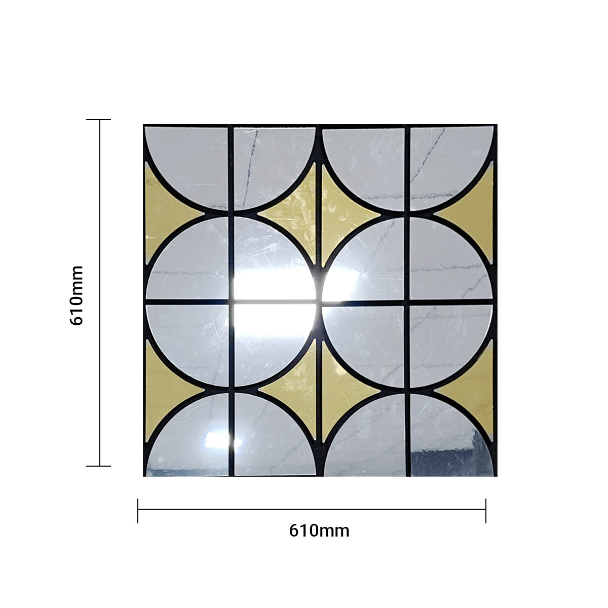 Decorative Acoustic Wall Panel – Modern Grid Glass Design | PET + MDF | 610 x 610 x 17 mm-Pack of 4