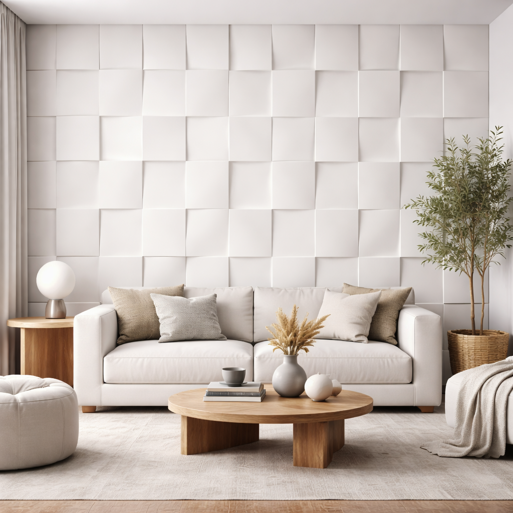 Hard PU Wall Panel – 3D Cubic Tiles – Jade White Size: 1070 x 460 x 25 mm Pack of 2