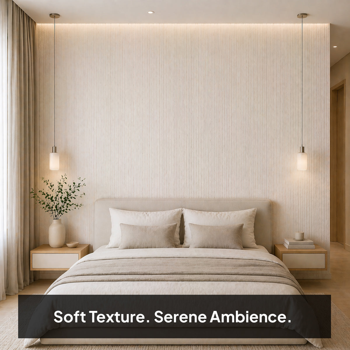 Pack of 2, BRITWALL Vertical Ripple Cream 3D PU Wall Panel | Textured Soft Stone Sheet | 1200 x 600 mm | Lightweight, Waterproof, DIY-Friendly | Modern Wave Design