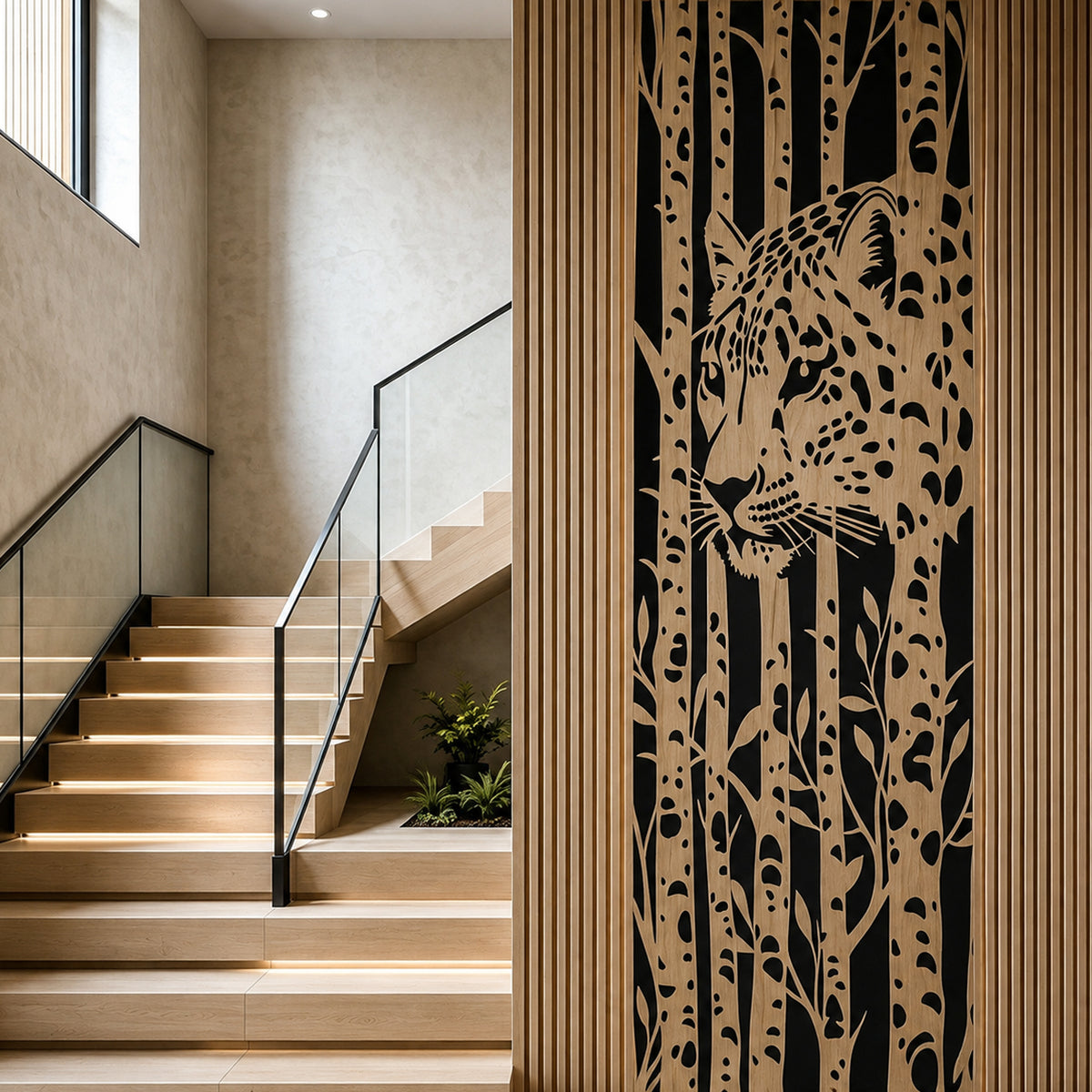 Britwall Acoustic Wall Panel Noise Reducing Oak with Tiger Linear Slatted Interior Panel 2400x600mm - Pack of 2