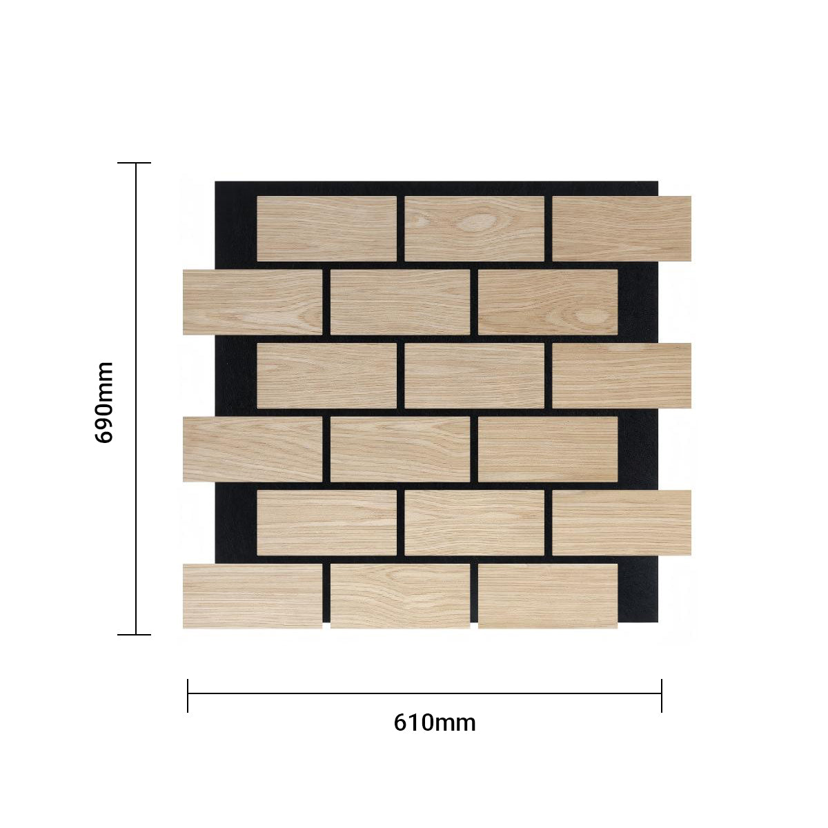 Brick Pattern Acoustic Wall Panel - PET + MDF | 610 x 690 x 17 mm - Pack of 4
