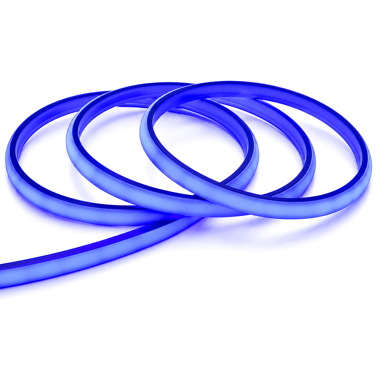 10M FCOB Neon Rope Light Kit, 10W/M, 800Lm/M, Blue with 1 power cord, 5 Holders and 2 end caps