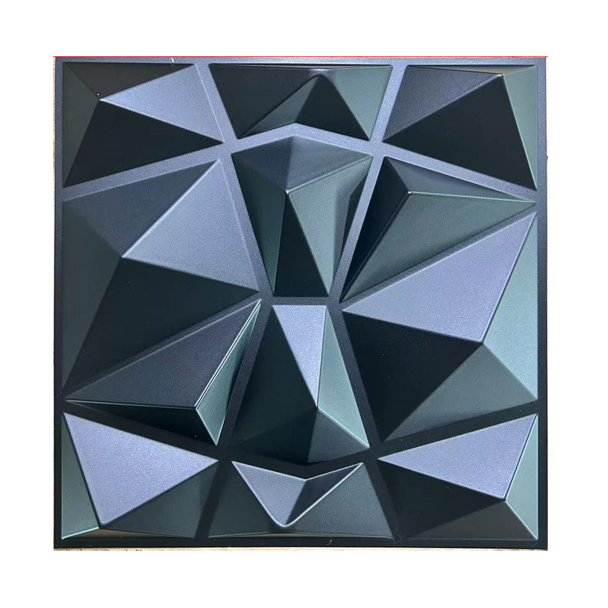 Pack of 4, 3D PVC Wall Panel – Faceted Diamond Design | Black | 500 x 500 mm | Waterproof & Lightweight