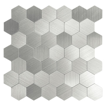 Pack of 4, Large HexaStyle Aluminum Peel & Stick Tile Size:290 x 288 x 4 mm