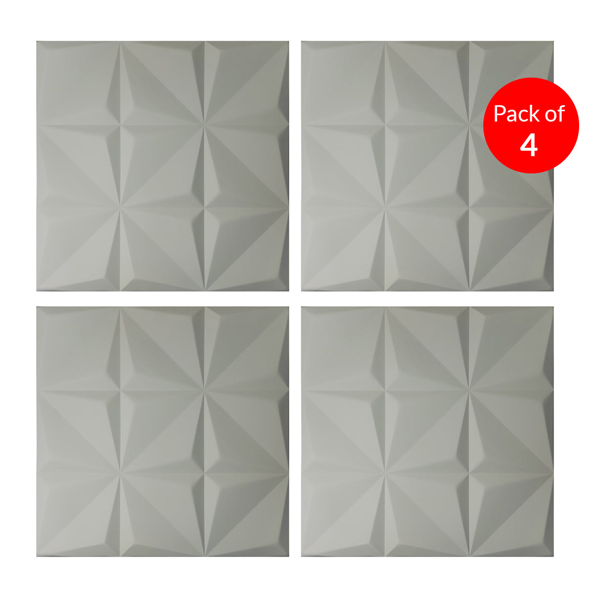 Pack of 4, Artistic 3D Geometric Relief PU Leather Wall Panels – Cream | 600 x 600 mm | 20mm Thickness | Elegant & Soundproof