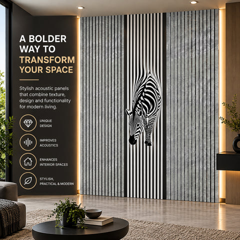 Britwall Acoustic Wall Panel Bundle Textured Light Grey Zebra + Light Grey Pack of 3 2400x600mm